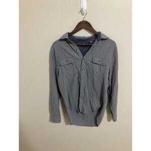 Woolrich Men’s Button Up Medium Grey 100% Cotton Pockets Machine Wash